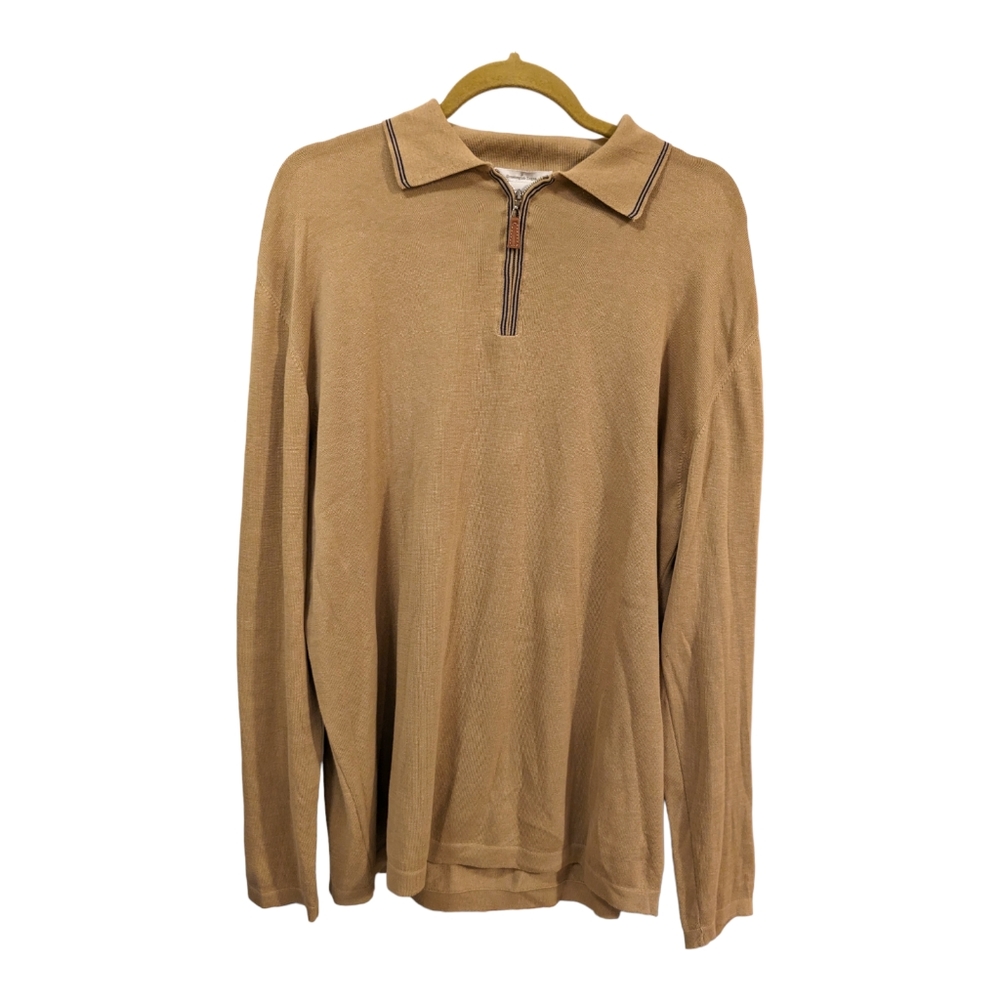 Ermenegildo Zegna Sport Sweater  Cotton Knit Quarter Zip Pullover Men's XL
